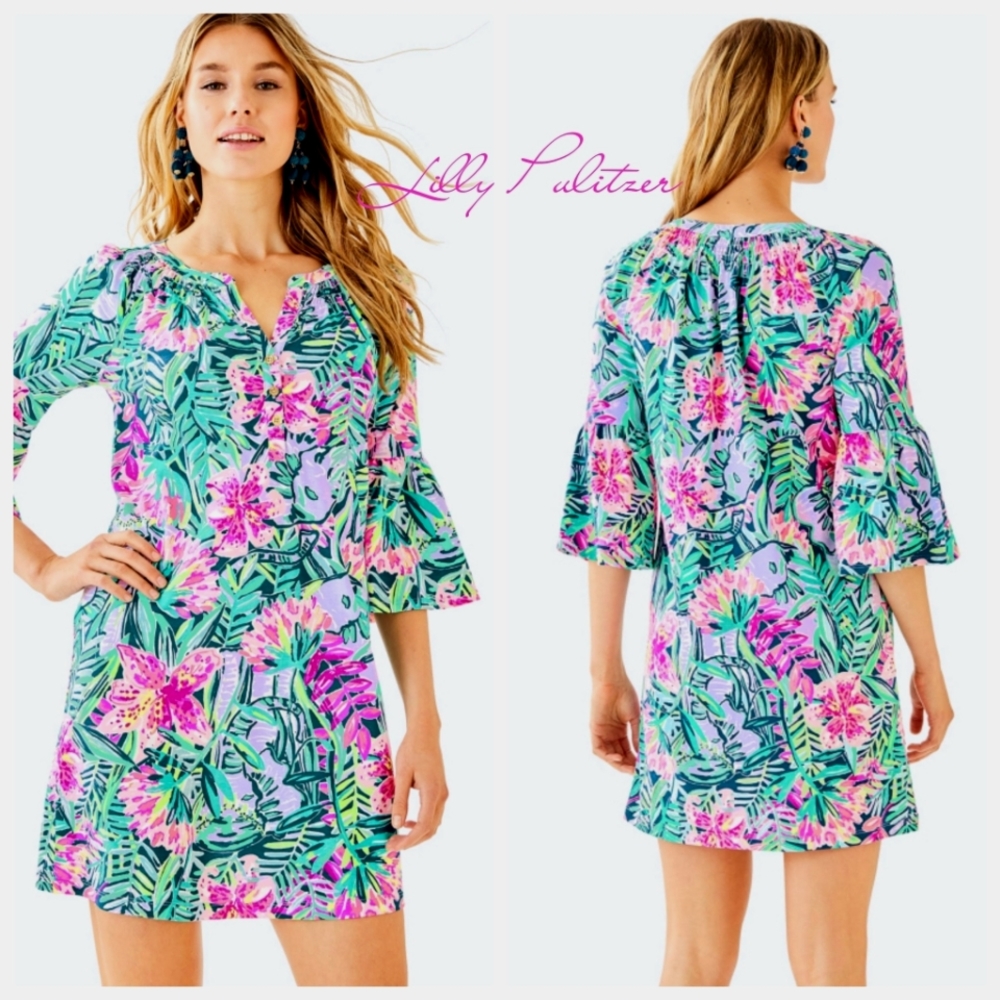 Nwot Lilly Pulitzer 3/4Sleeve Tiegan  Multi Slathouse Soiree Dress